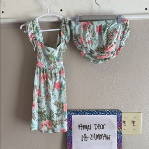 Angel Dear Floral Kids Matching Set - Pink and Green